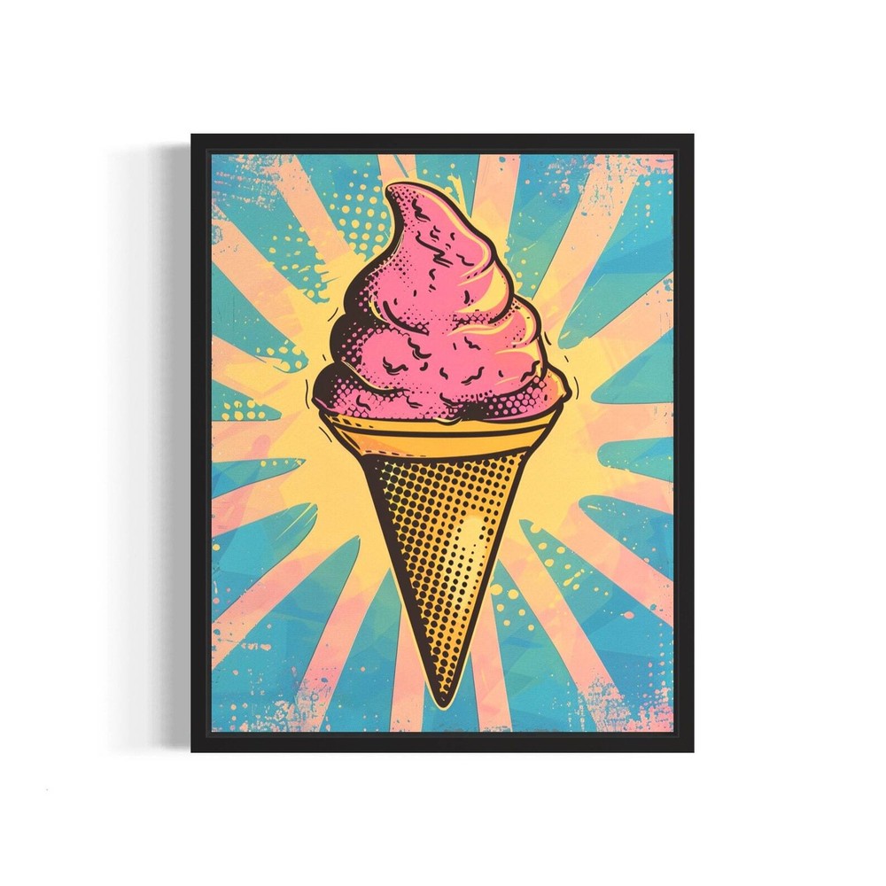 Ice Cream Cone Pop Art Poster Art Print Vintage Retro Painting Wall Art Decor
