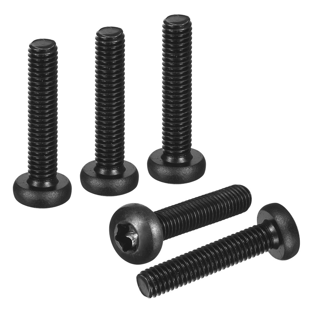 M6x30mm Pan Head Torx Security Screws - 25Pack - Carbon Steel - Black