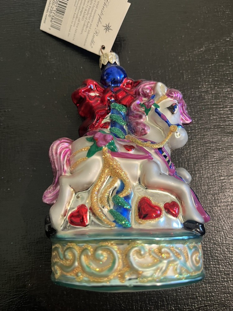 Christopher Radko  – Sweet Carousel Horse GlassChristmas Ornament w/Tag