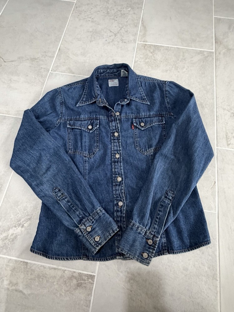 Levi's 90’s Western Denim Long Sleeve Cotton Button-Up Shirt Women’s  L