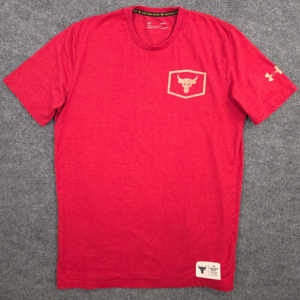 Under Armour Project Rock T Shirt Mens M Red Iron Paradise Graphic Short Sleeve