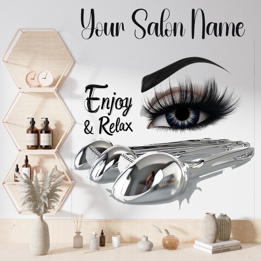 Spa & Lashes Business Name Personalized Wall Decal Sticker  