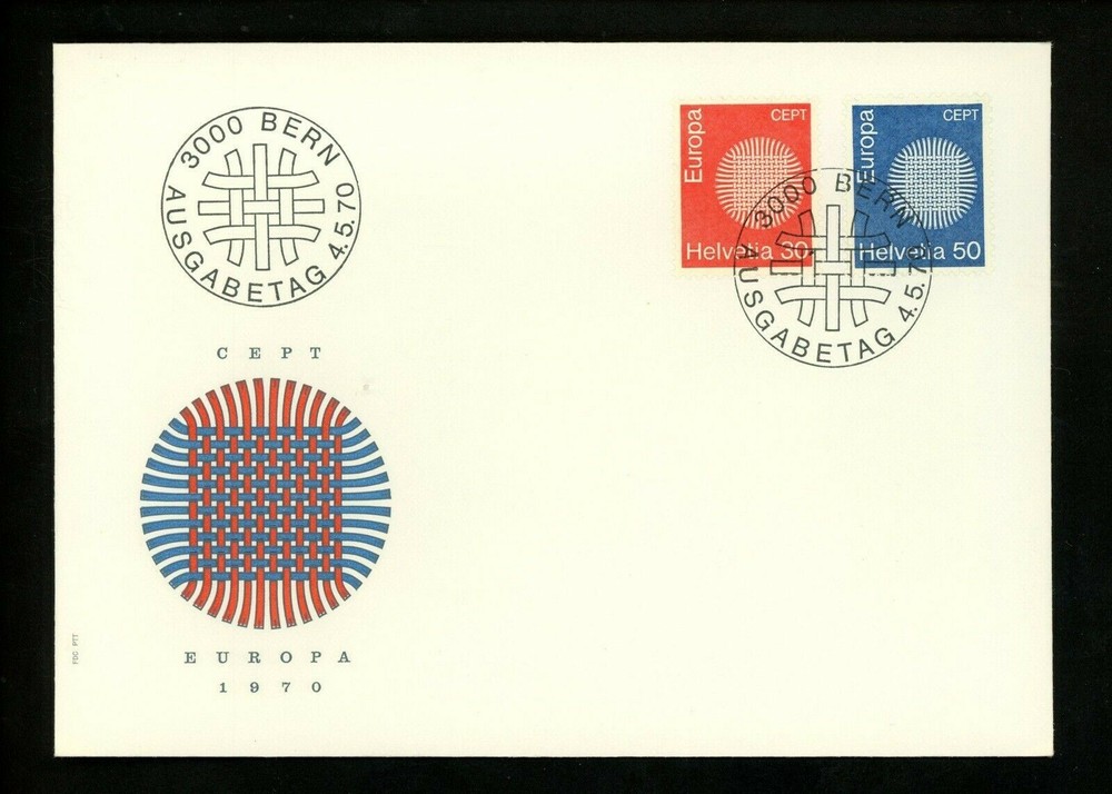 Postal History Switzerland FDC #515-516 Europa fabric crafts 1970