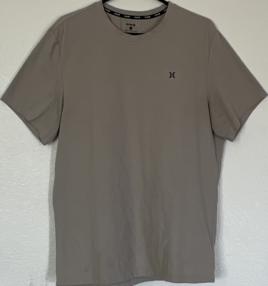 Hurley Men's Gray Solid Logo Crew Neck Short Sleeve Knit Cotton T-Shirt XL