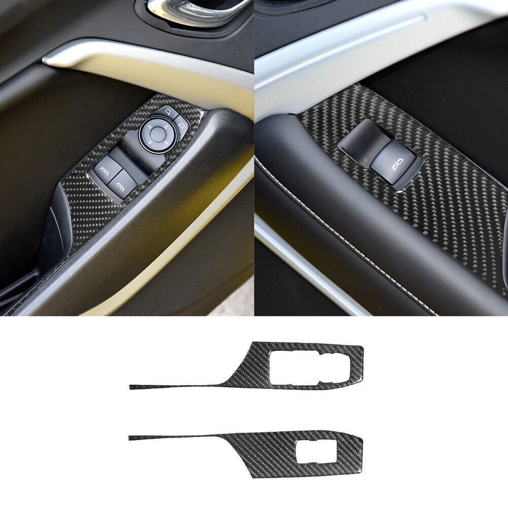 Chevrolet Camaro Carbon Fiber Interior Window Control Cover Trim 2Pcs Type B