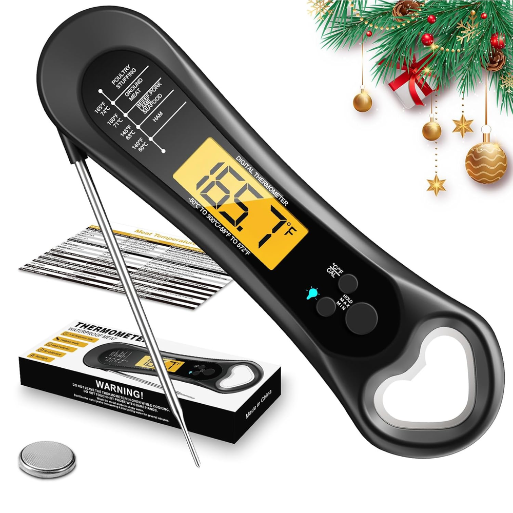 Meat Thermometer Digital, Instant Read Meat Thermometer for Grill and Cooking, I