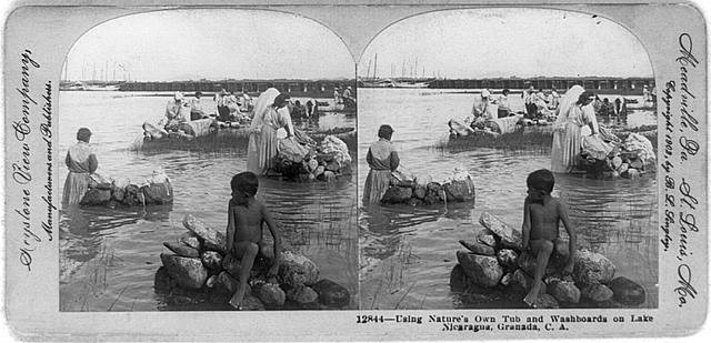 Granada Nicaragua Lake Nicaragua Laundry Women Washboards c1902 Stereograph
