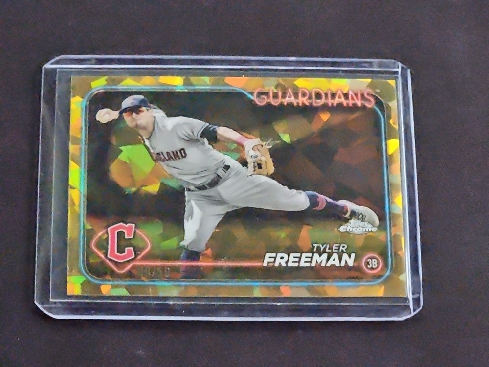 Tyler Freeman 2024 Topps Chrome Sapphire Gold Parallel /50 Guardians Rookie Card