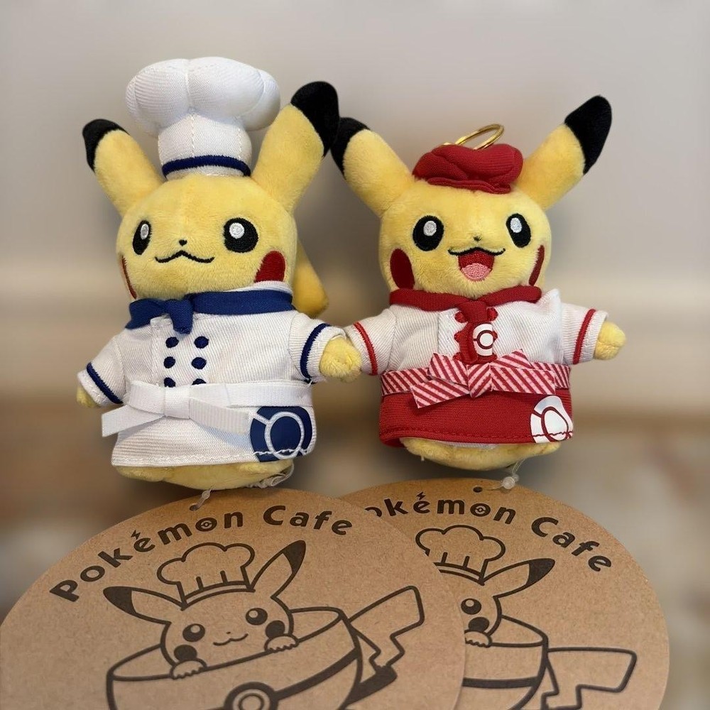 Pokemon Cafe Pikachu stuffed toy key chain set of 2