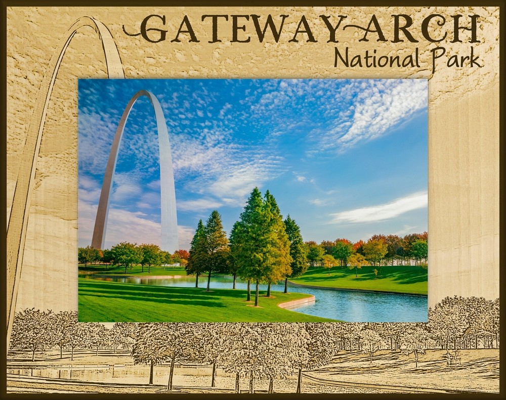 Gateway Arch National Park Laser Engraved Wood Picture Frame Landscape (4 x 6)