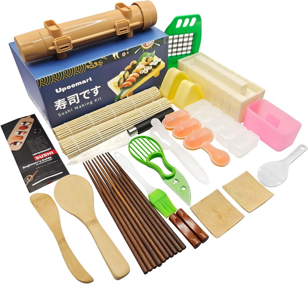 Sushi Making Kit 28-Piece Set for Beginners and Pros with Bamboo Mat