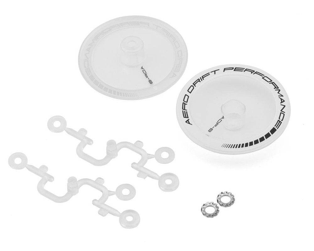 DS Racing Flat Aero Drift Wheel Covers (Clear/White) (2) [DSC-ADP-BTW-BF](Drift Element Wheels)