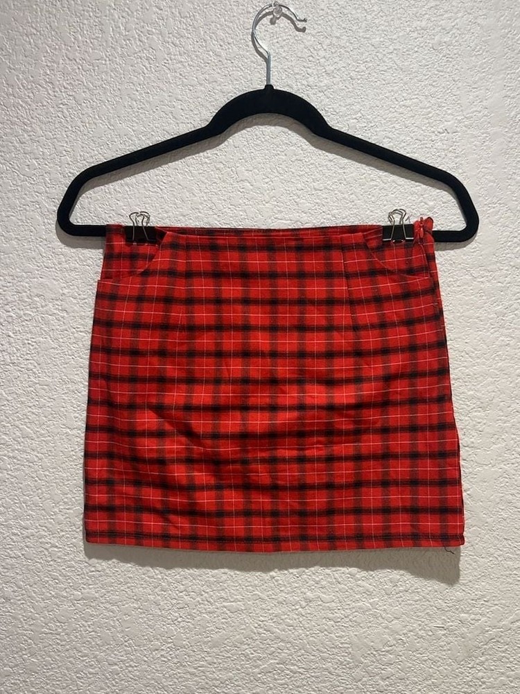 Red Plaid Mini Skirt Size S
