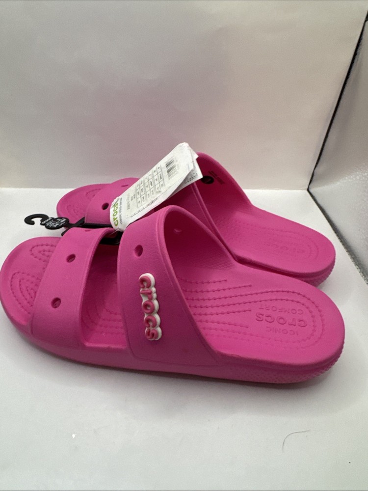 CROCS Double Strap Slide Pink Rubber Sandals Shoes - Womens 9 Mens  7