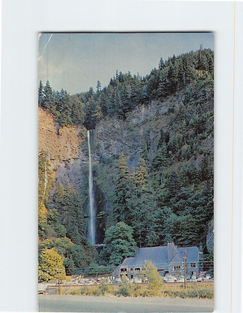 Postcard Multnomah Falls & Lodge On Columbia River Highway Oregon USA