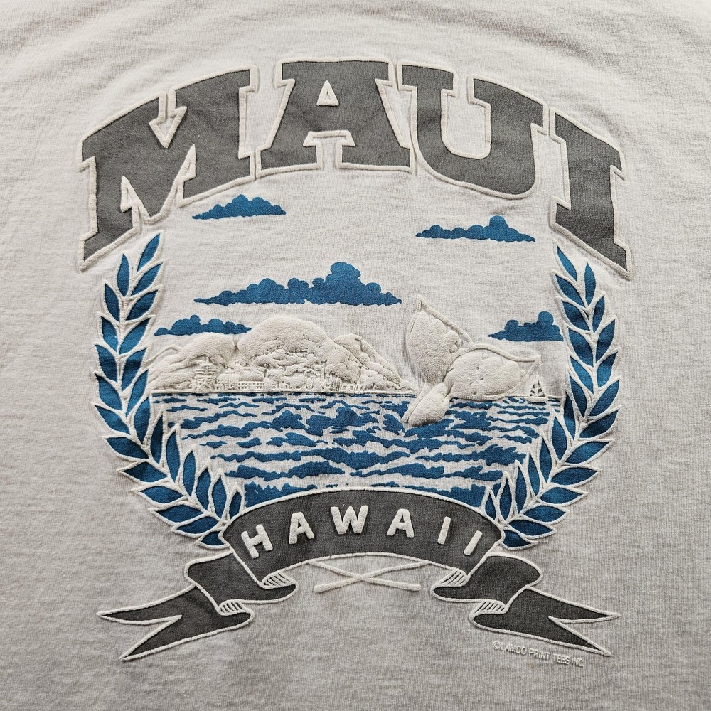 Vintage Maui Hawaii Shirt Mens XL White Tee T-Shirt Whale Ocean Graphic 90s USA