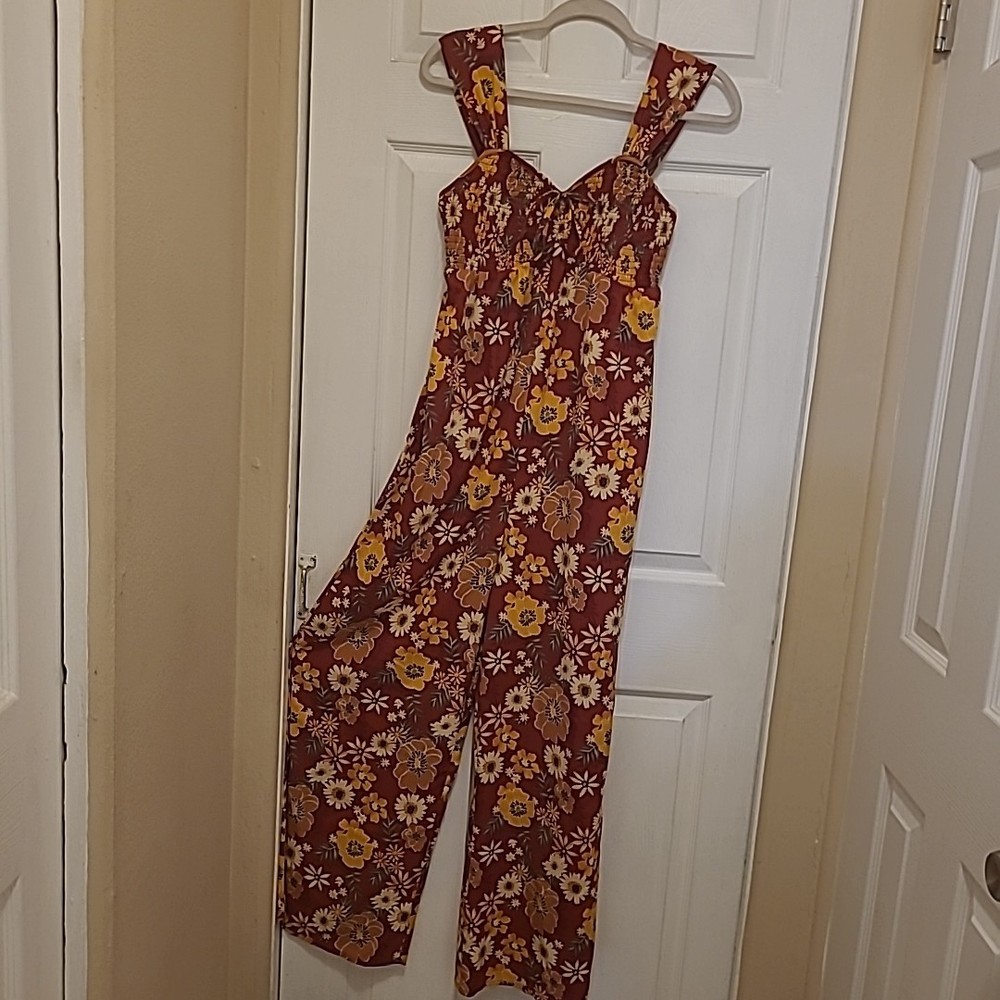B.O.G.  Collective Women's Spring Floral Wide-Leg Jumpsuit Romper Size XS