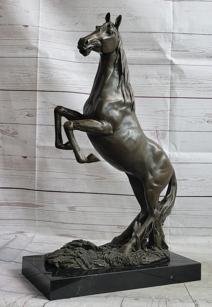 Majestic Mustang Rearing Arabian Horse Bronze Sculpture Statue Home Decor  