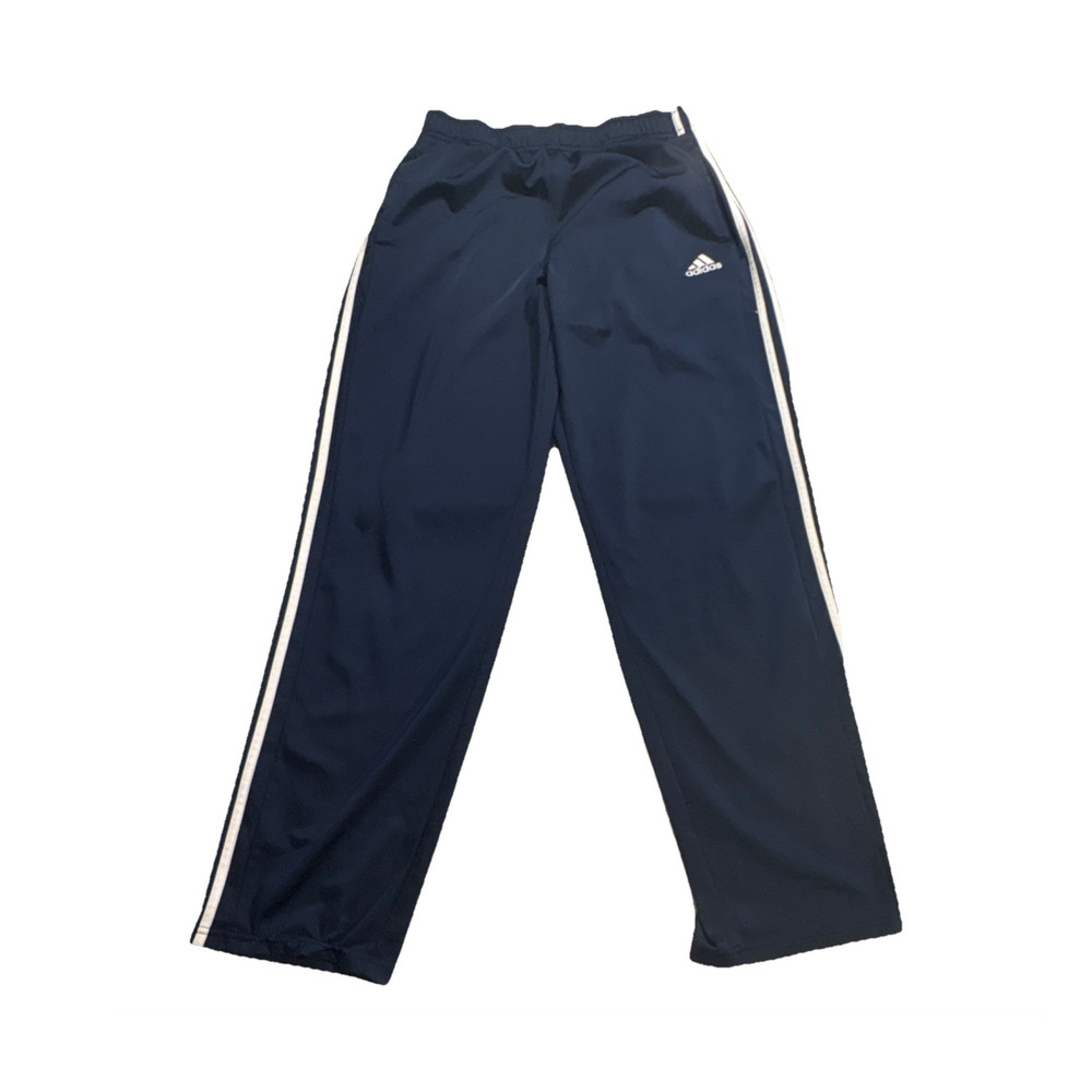 adidas Men's M Blue/White Striped Track Pants Pull On Elastic Waist Pockets