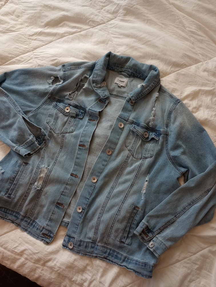 CI Sono Women's Denim Size 3XL Distressed Blue Jean Jacket