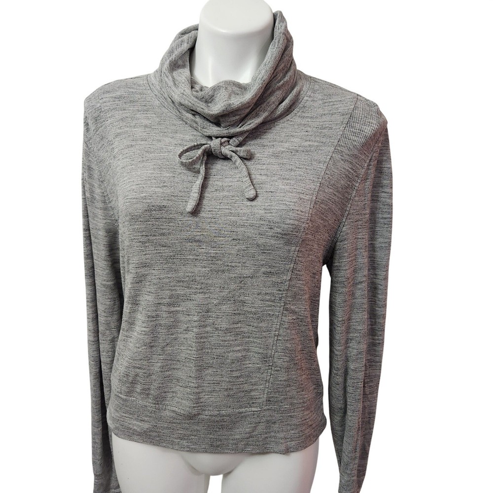 Athleta Heathered Light Gray cowl neck pullover Size XS