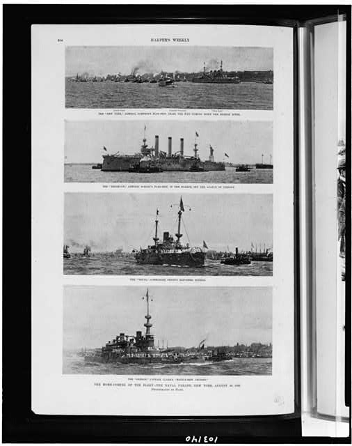 Homecoming,fleet,naval parade,battleships,ceremonies,boats,New York,NY,1898