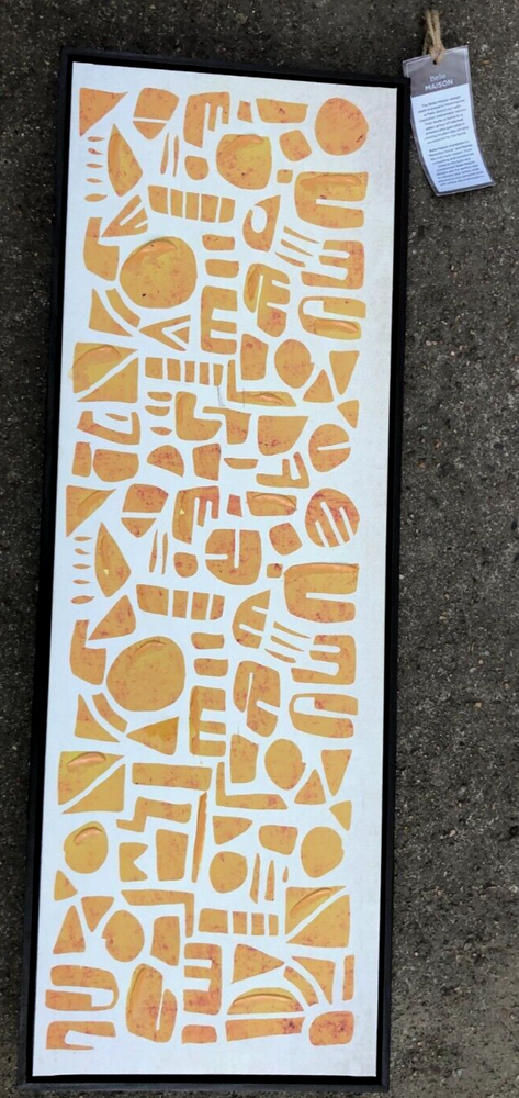 BELLE MAISON Framed 2021 Orange Abstract Wall Art 36.5x13 Inches Contemporary Decor