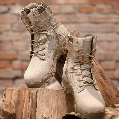 Men Tactical Zipper Boots Military Combat Desert SWAT Hiking Shoes