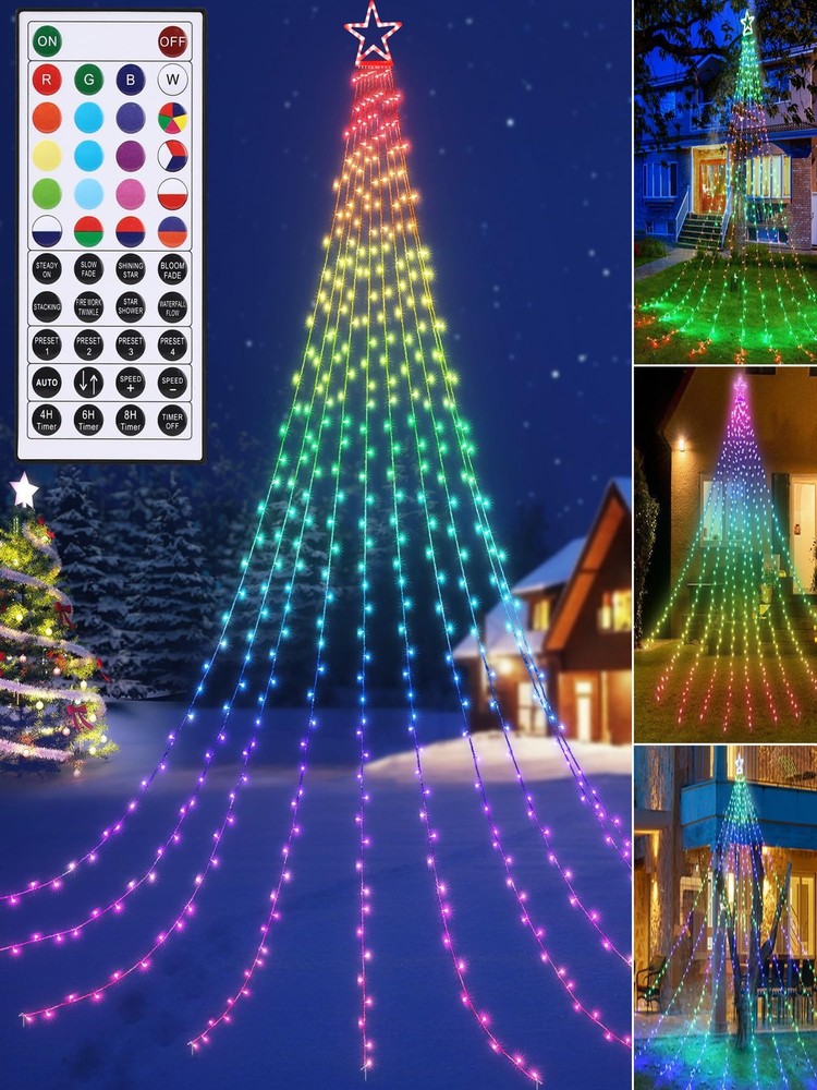 Christmas Tree Star Lights, 16.4FT Height 504LED Color Change Christmas Light...
