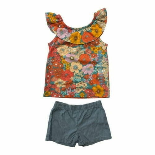Carter s Baby & Toddler Girl s 2 Piece Ruffle Collar Sleeveless Top & Short Set