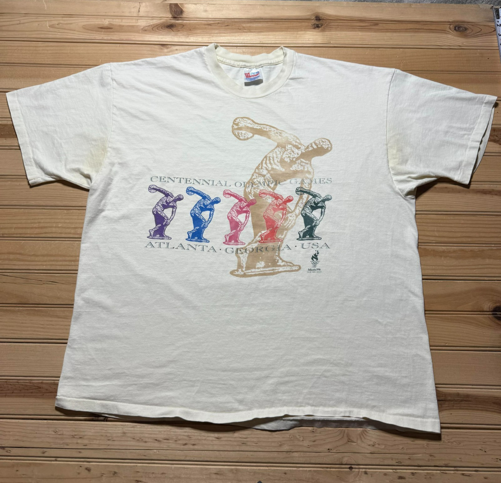 Vintage 1996 Atlanta Georgia USA Discobolus Centennial Olympic Games Shirt - XXL