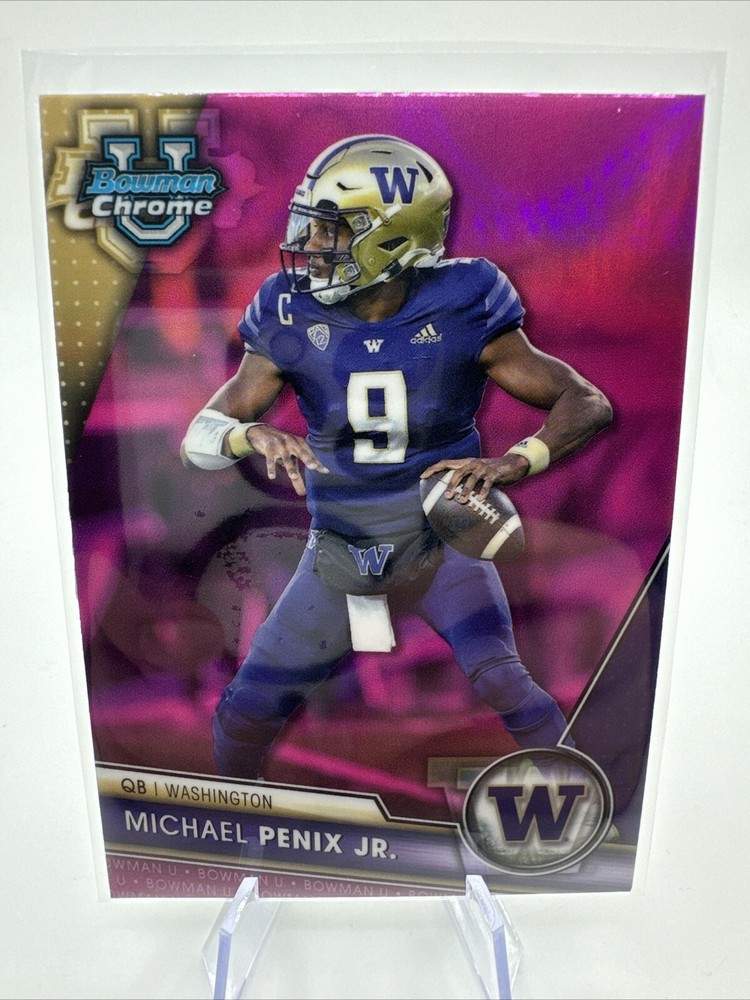 2023 Bowman University Chrome - Pink Refractor #141 Michael Penix Jr. (RC)
