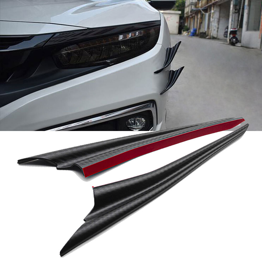 2Pcs Car Universal Front Bumper Fin Canard Splitter Diffuser Valence Spoiler Lip