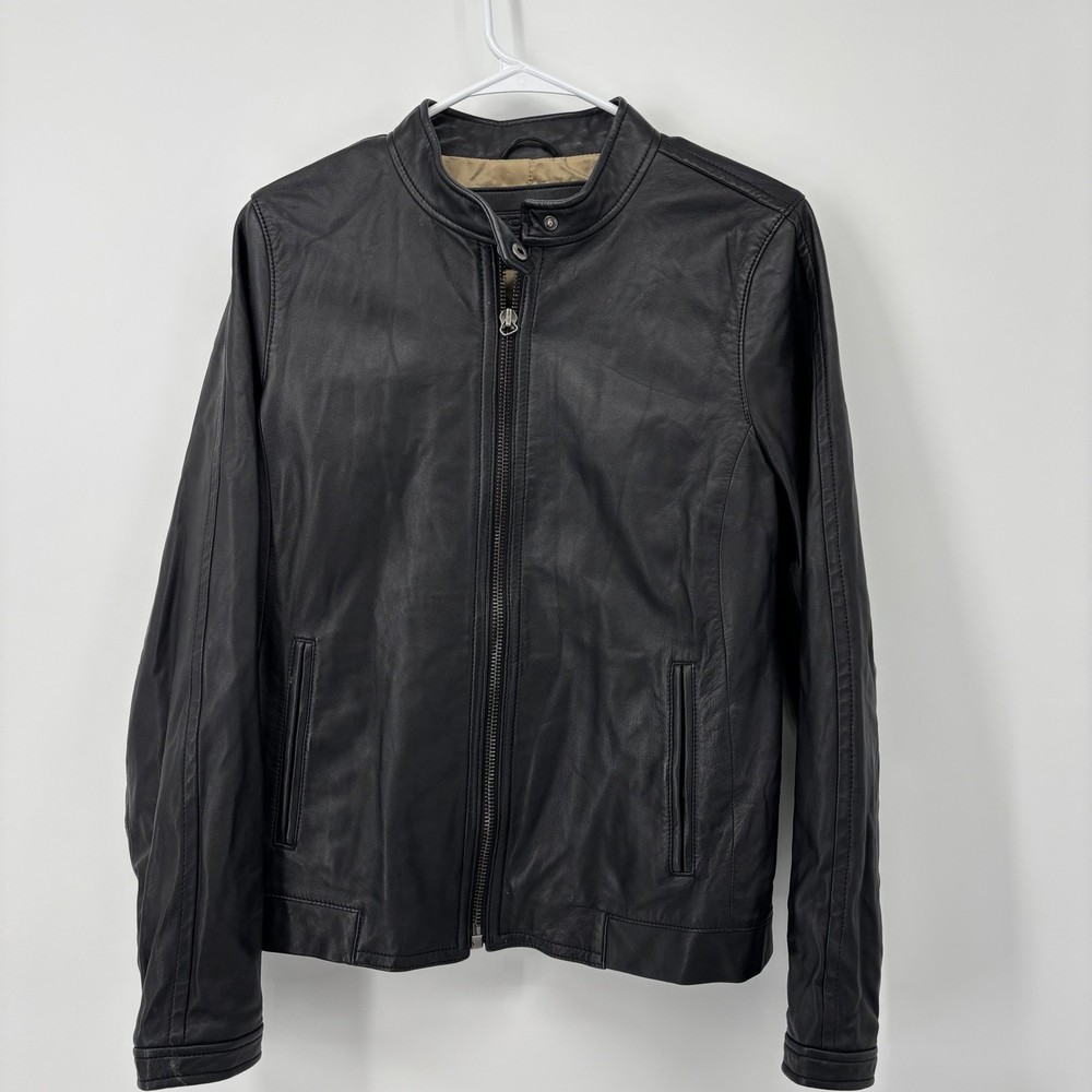 Coach Black Genuine Leather Jacket Men’s Size Large Full Zip Moto Biker Rock