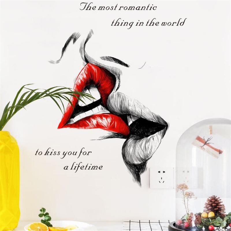 Figurine Kiss Couple Plastic Multicolor Romantic Wall Mount Small Sticker Decor