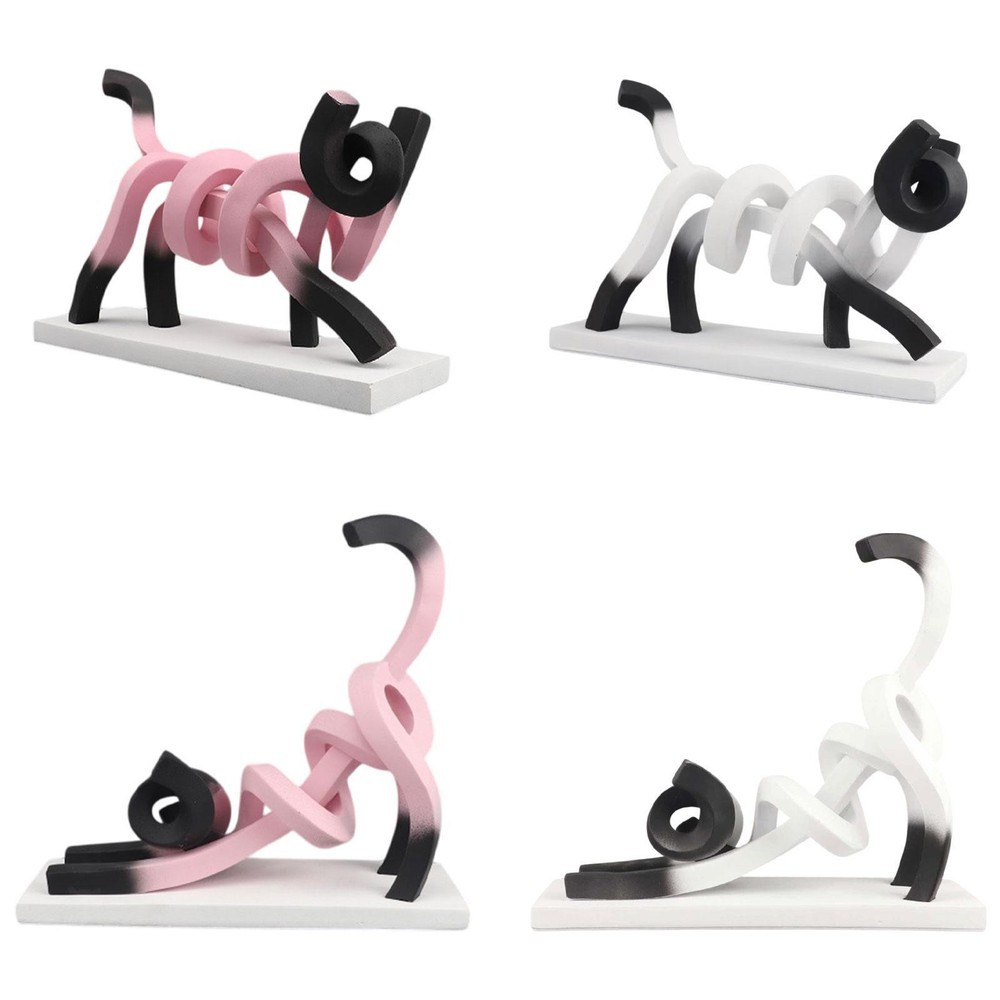 Abstract Cat Sculpture for Cabinet Fireplace Office Decor European Design-image