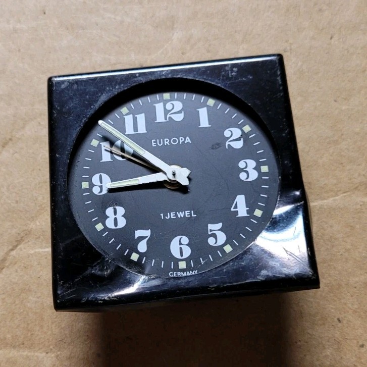 Europa 14-Jewel Clock Movement Module w/ Dial, Square Case, Metal Black/Gold