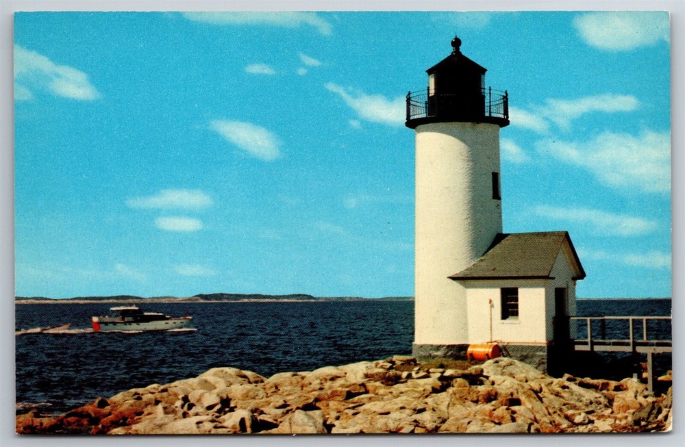 Annisquam Lighthouse River Ipswich Bay MA C1939 To Modern Chrome Postcard Y10