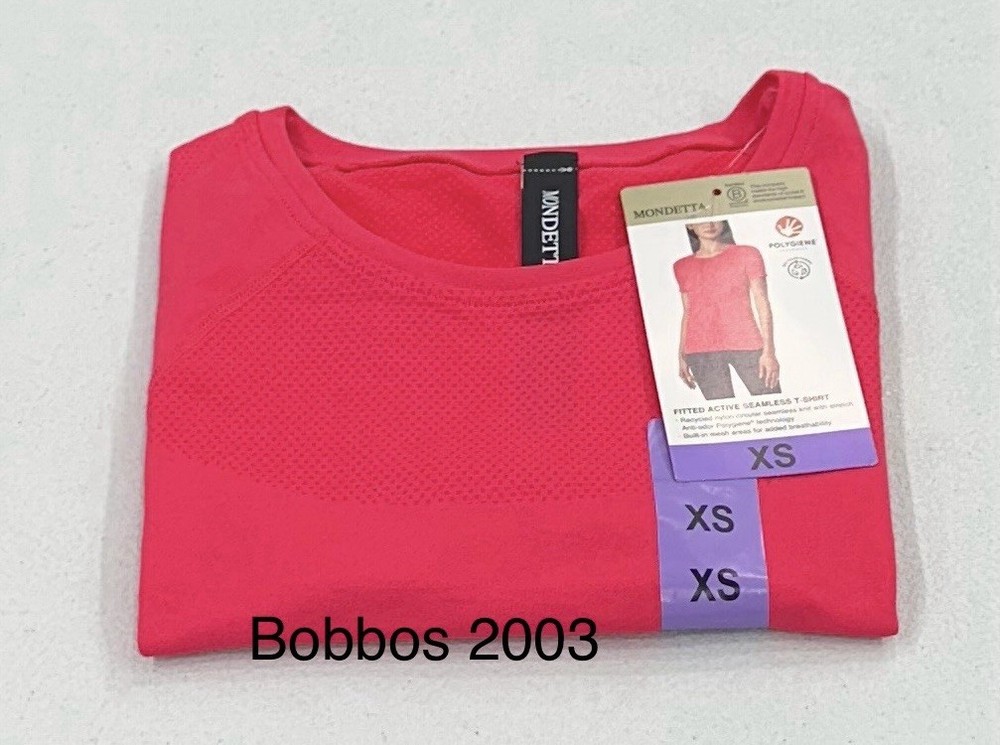 Mondetta Women's Fitted Active Seamless Short Sleeve T-Shirt, Pink, Size XS