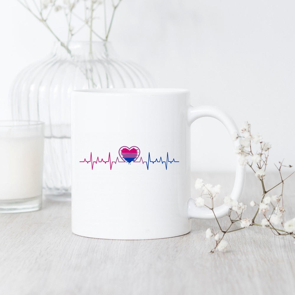 Bisexual Heartbeat Mug - Bi Pride LGBT Gift for Coffee Lovers