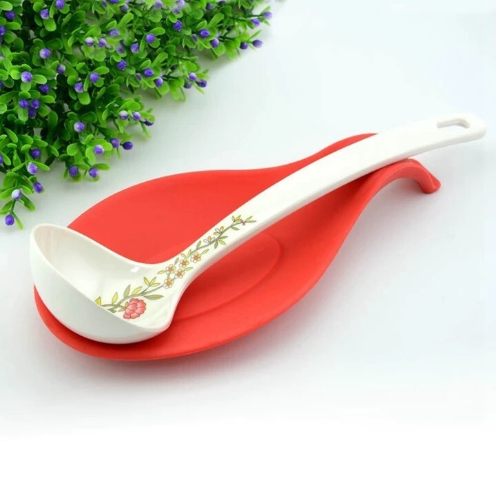 Set of 4 Silicone Spatula Spoon Rest Holder Food Grade Heat Resistant Spoon Rest