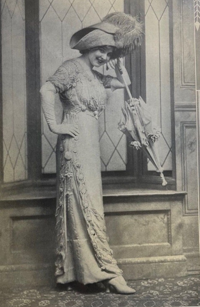 1912 Vintage Magazine Illustration Actress Hazel Dawn