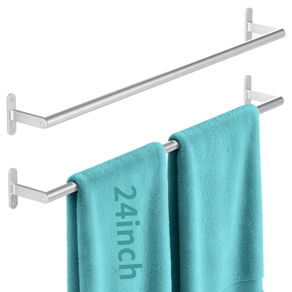 2-Pack Brushed Nickel Bathroom Towel Bar, 24-Inch Towel Racks for Bathroom Wa...