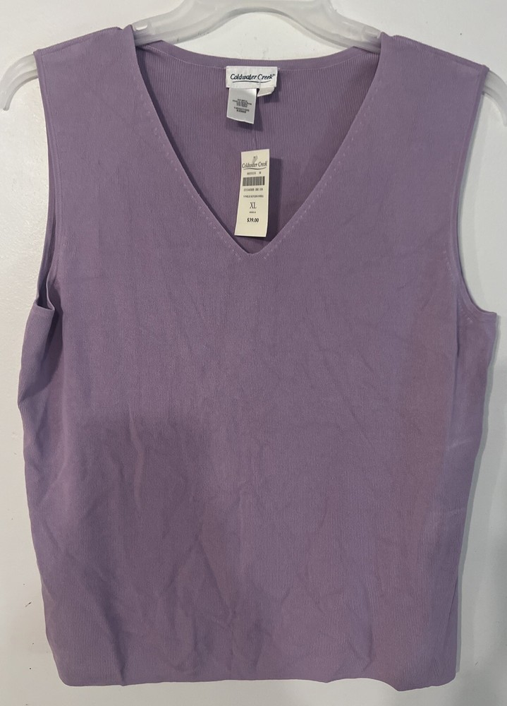 NWT Coldwater Creek XL Tank Top Shirt Lilac Purple V Neck Sleeveless Stretch