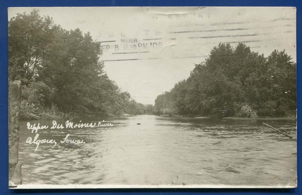 Algona Iowa ia Upper Des Moines River real photo postcard RPPC