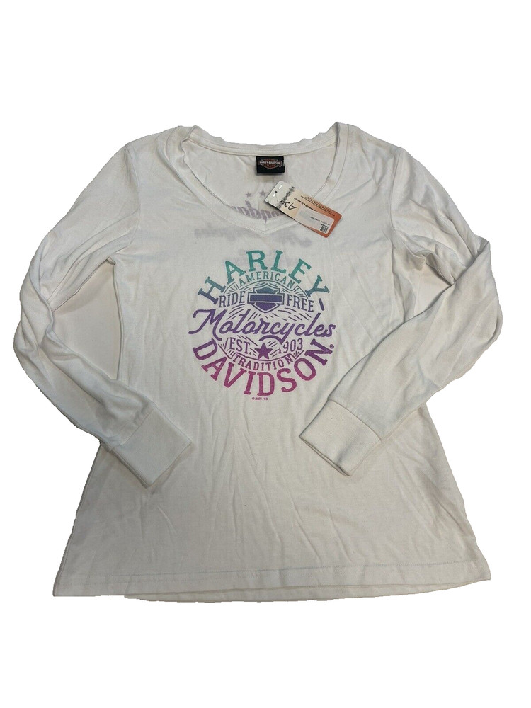Harley-Davidson Women’s White Long Sleeve T-Shirt Size XS NEW 342468