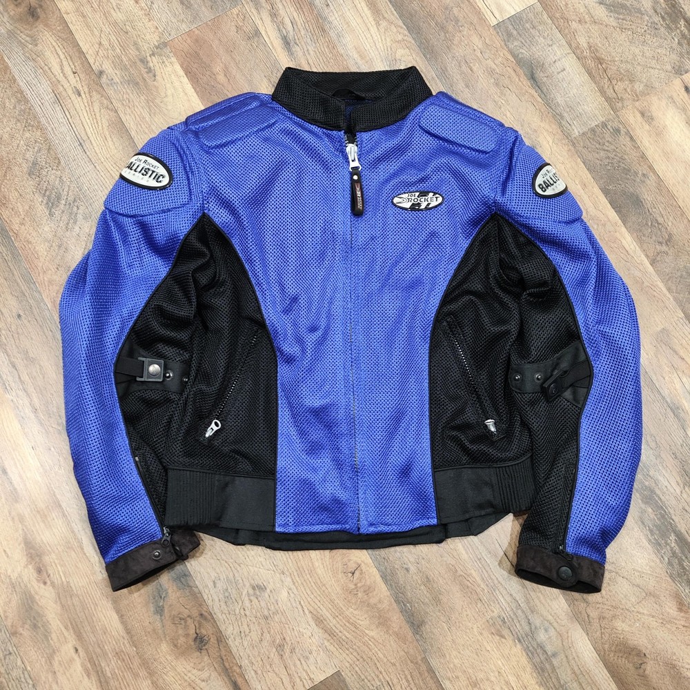 Vintage Joe Rocket Jacket Mens Large Blue Ballistic Mesh Motorcycle Riding 00s