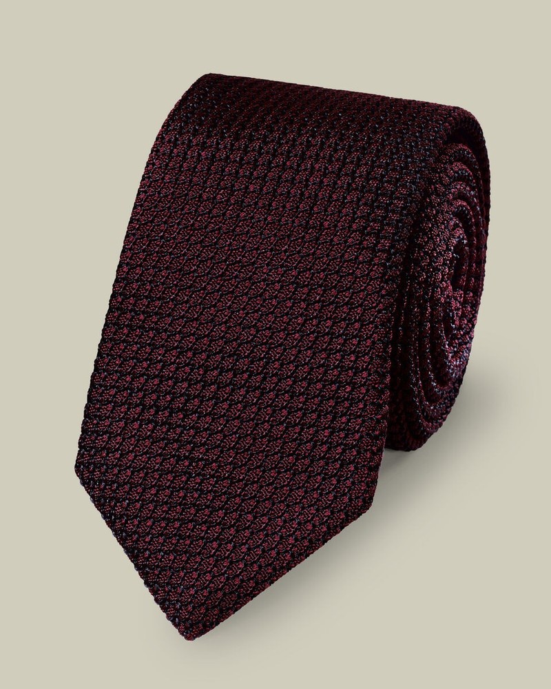 Silk Grenadine Italian Tie - Maroon Red