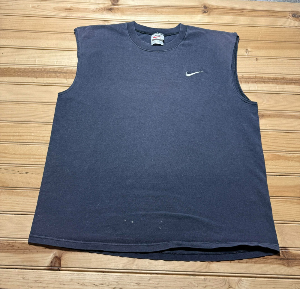 Vintage Y2K Nike Sportswear Mini Swoosh Embroidered Blank Muscle Shirt USA Large