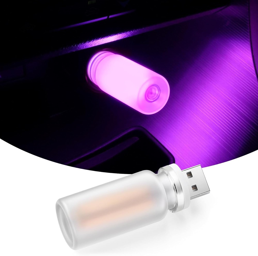 Car Interior USB LED Night Light, Portable Touch dimmable Car Am Color: Purple